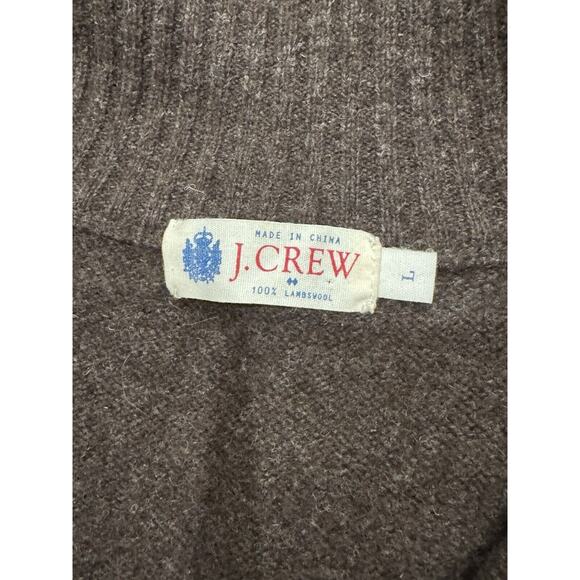 J Crew 100% Lambswool Academic Argyle Collared Half Zip Sweater Sz L Brown - Picture 5 of 9